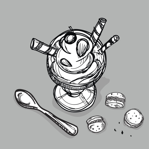 食物，冰淇淋，杏仁饼，甜点，画图图形说明对象图片下载