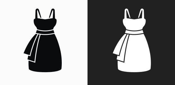 在黑色和白色矢量背景上的服装图标图片下载