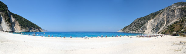 凯法洛尼亚岛的Myrtos海滩全景图片下载