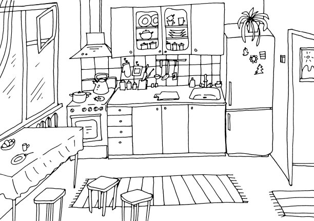 公寓厨房的内部图片下载
