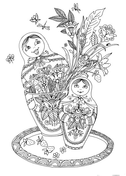 三个俄罗斯套娃，平面设计图片下载