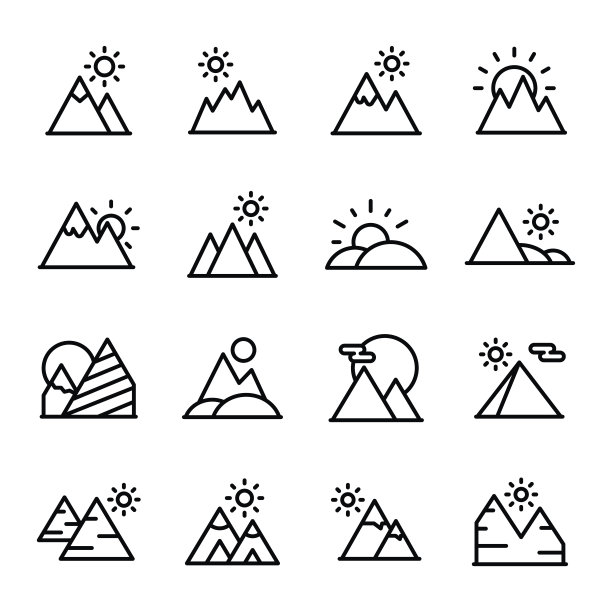 日落线向量图标设置图片下载