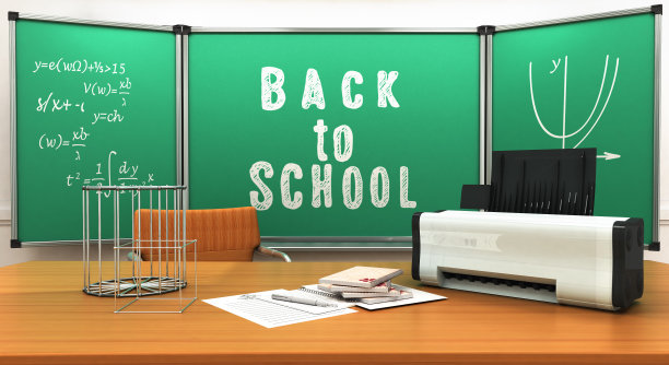 学校和教育概念数学打印机笔记本几何图形3d渲染图片下载