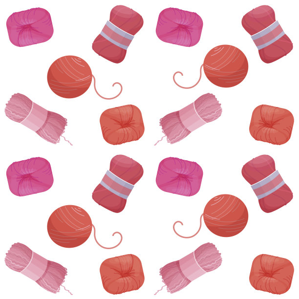 无缝彩色图案与工艺品图标隔离，矢量插图与羊毛彩色纱线绞编织和手工概念素材图片