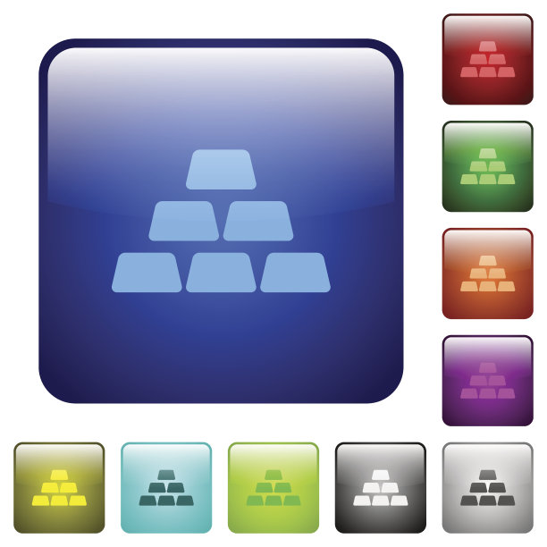 堆叠的金条颜色方形按钮图片下载