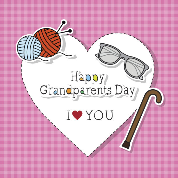 快乐爷爷奶奶节日贺卡彩旗波普艺术风格图片下载