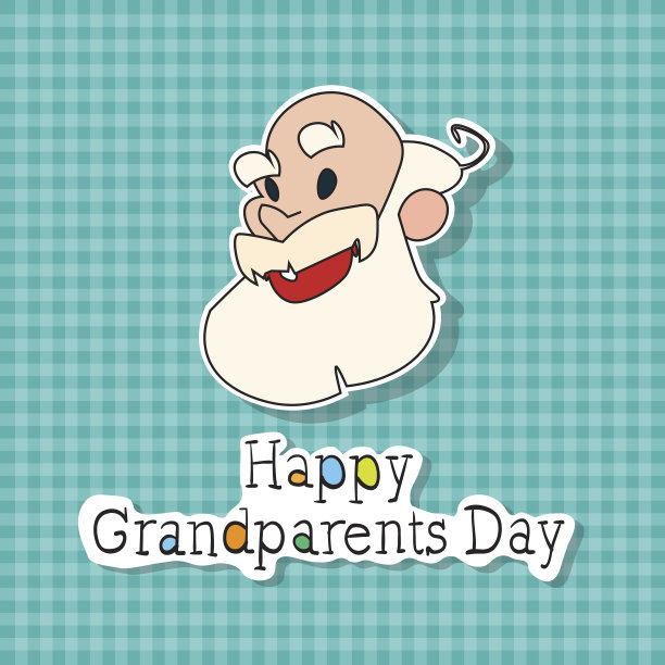 快乐爷爷奶奶节日贺卡彩旗波普艺术风格图片下载