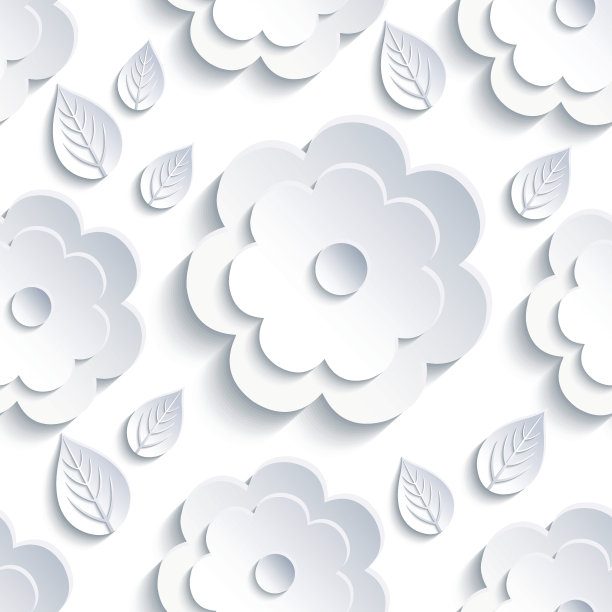 背景无缝图案与灰色的花和叶图片下载