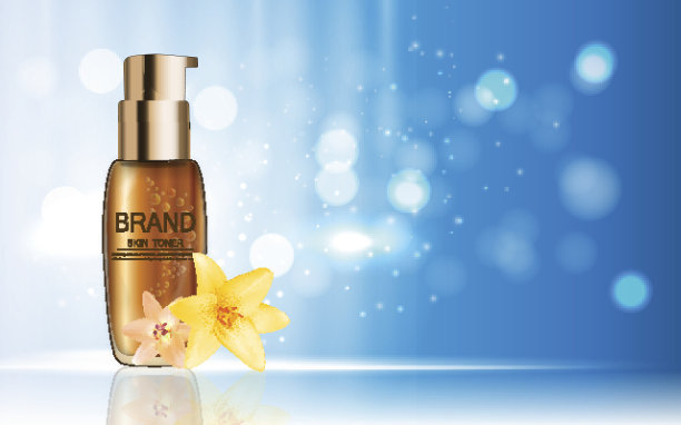 设计化妆品产品与鲜花金百合模板图片下载