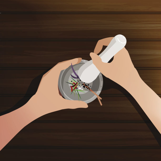 手里拿着研钵，杵着草药图片下载