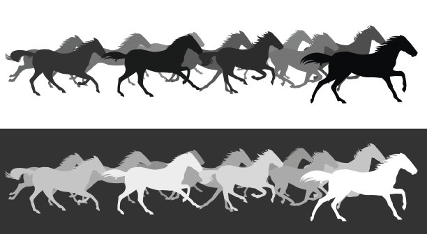 奔跑的骏马轮廓图片下载