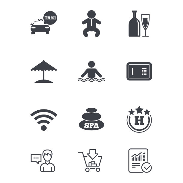 酒店、公寓服务图标。游泳池。图片下载