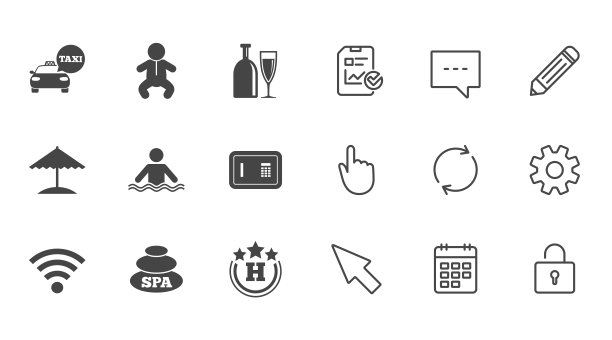 酒店、公寓服务图标。游泳池。图片下载