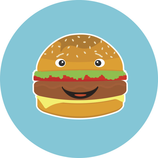 扁平的彩色孩子微笑的汉堡包字符图片下载
