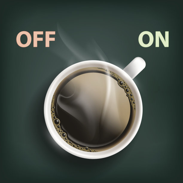 一杯有开关的咖啡。素材图片
