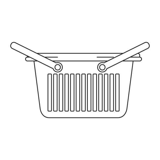 黑白剪影的洗衣篮与两个把手图片下载