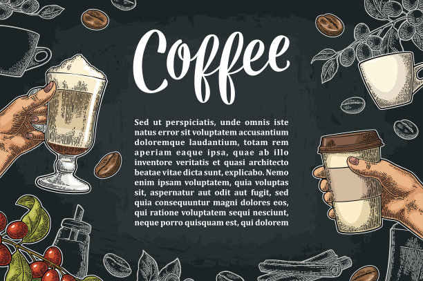 餐厅或咖啡馆菜单咖啡饮料与价格。素材图片