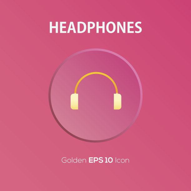 耳机图标设计在现代平面背景图片下载