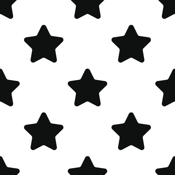 星星黑色无缝图案上的白色背景平面设计矢量图片下载
