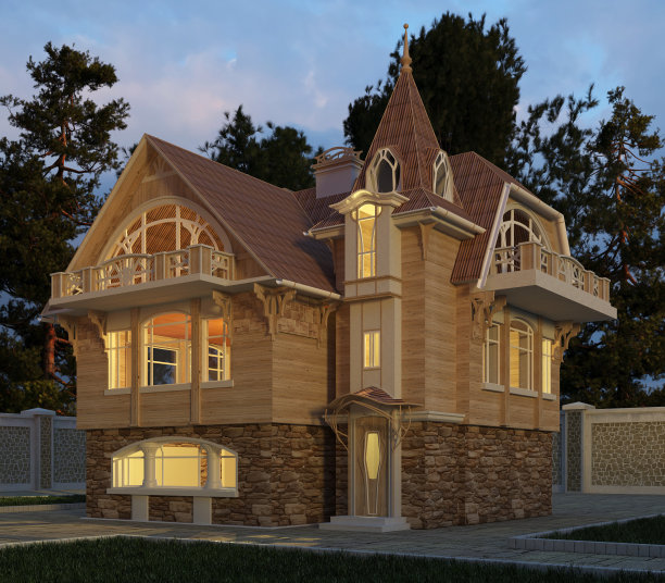 建筑照片逼真渲染3D插图图片下载