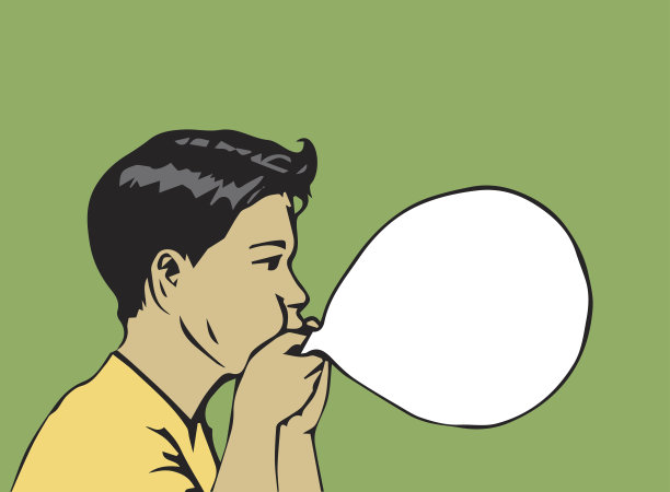 男孩吹气球矢量插图图片下载