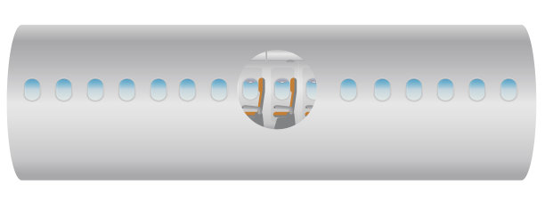 飞机的外部和内部。焦点经济舱座位图片下载