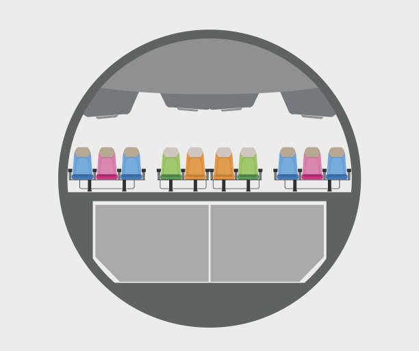 宽体飞机横截面矢量在白色背景图片下载