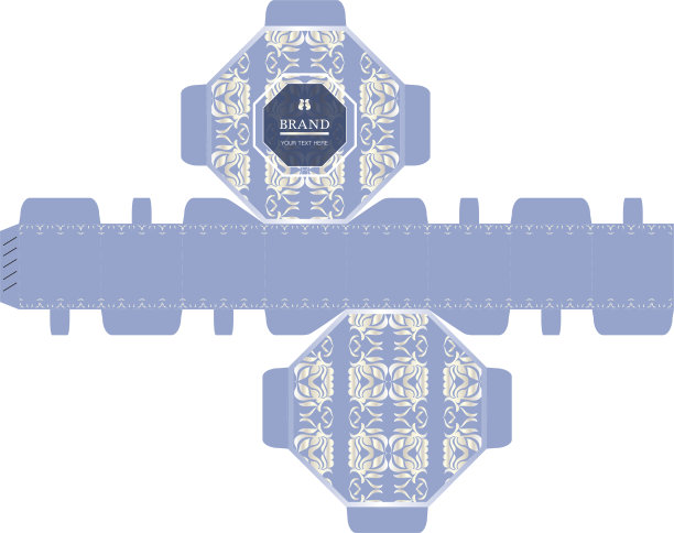 包装设计，豪华8边盒设计模板。图片下载