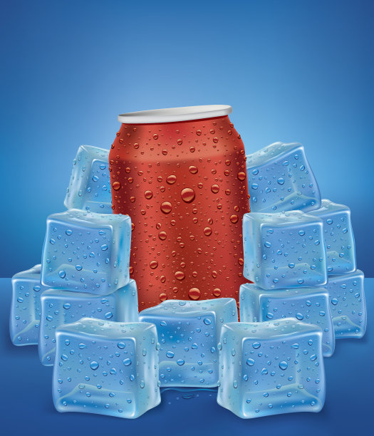 铝罐冰块和许多水滴图片下载
