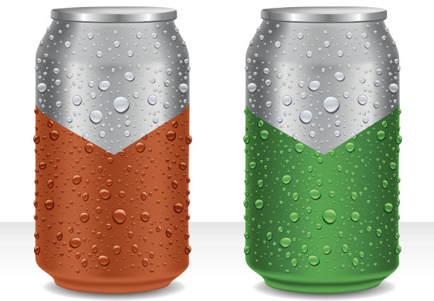 铝罐上的水滴-啤酒，果汁，能量饮料图片下载