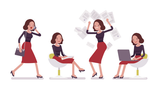 一组年轻的秘书在办公室场景图片下载