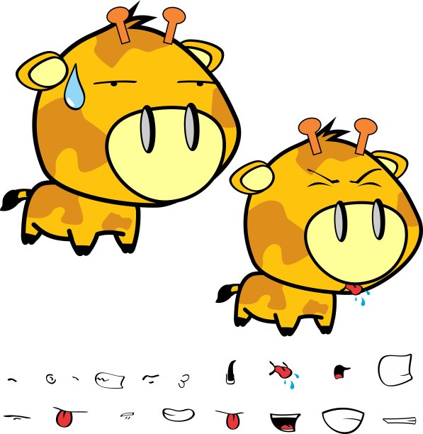 有趣的小大头长颈鹿表情集2图片下载