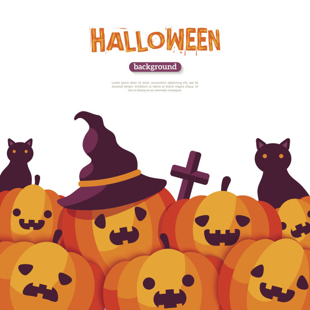 万圣节的南瓜边缘是白色的图片下载