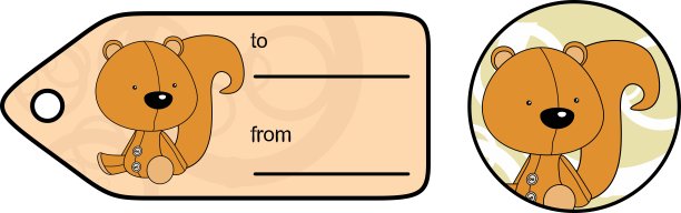 可爱的宝宝毛绒松鼠卡通礼品卡贴纸图片下载