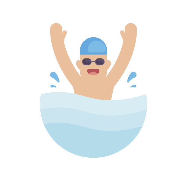 游泳在游泳池，游泳者的概念，矢量插图。图片下载