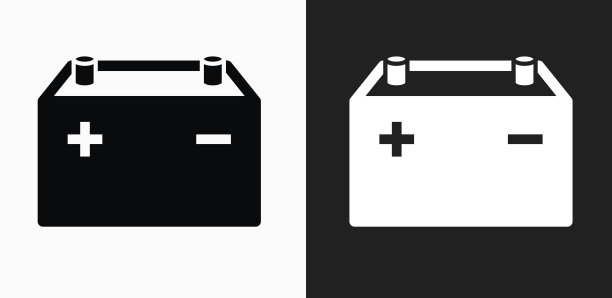 汽车的电池图标在黑色和白色矢量背景图片下载