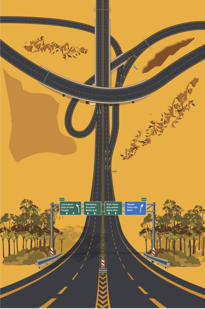 鸟瞰图-俯视图道路，十字路口，高速公路。图片下载