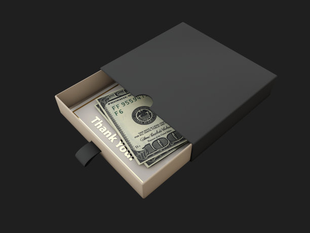 捐款箱，手和钱3d插图图片下载