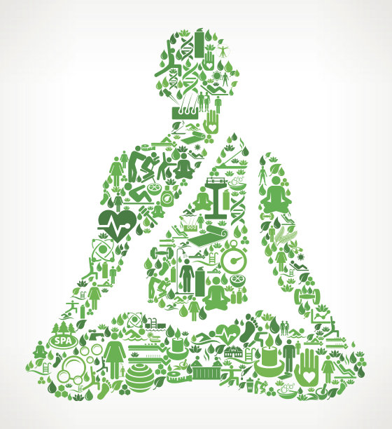 冥想健康和健康图标设置背景模式图片下载