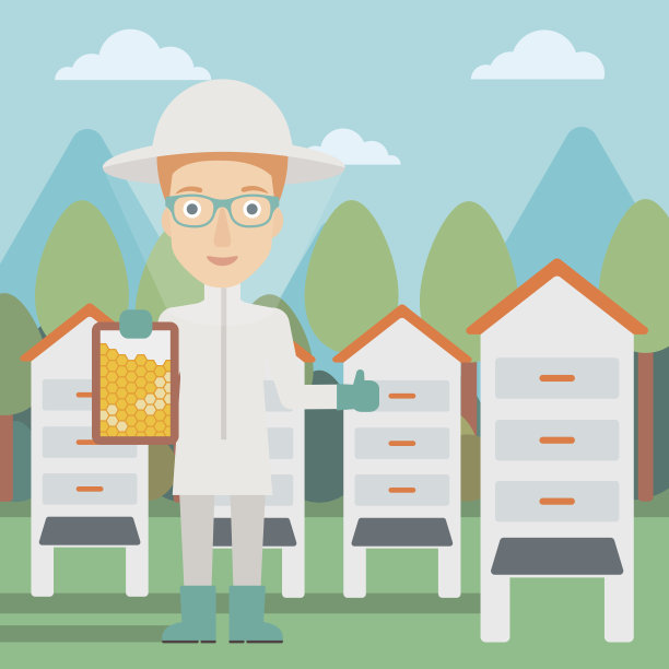 养蜂场的养蜂人图片下载