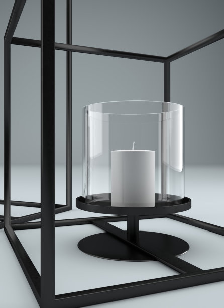 现代矩形金属框架烛台图片下载