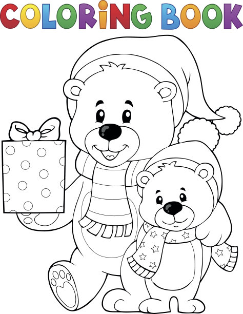 着色书圣诞熊主题1图片下载