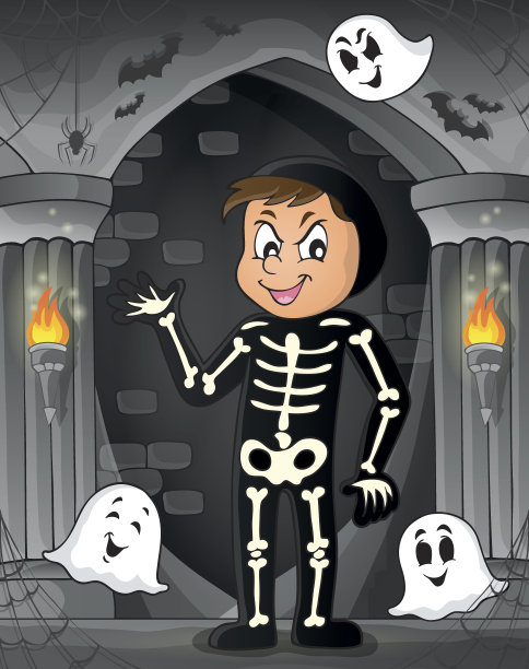 男孩在万圣节服装主题形象1图片下载