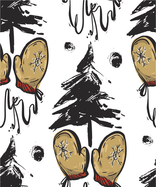 卡片设计与圣诞手套图片下载