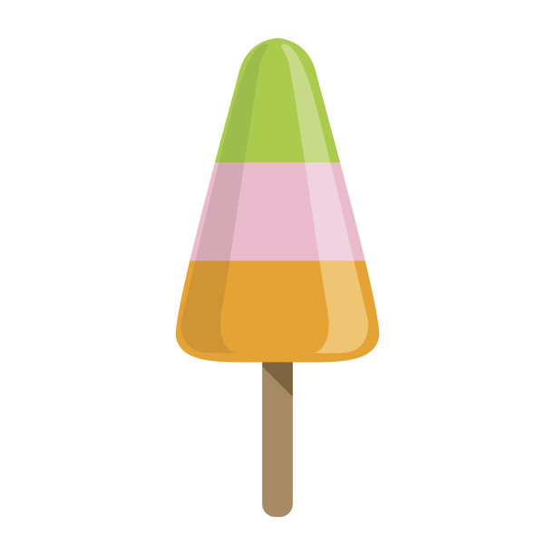 绿色，粉色和橙色的棒子上的冰淇淋，彩色冰棒孤立的卡通物体图片下载