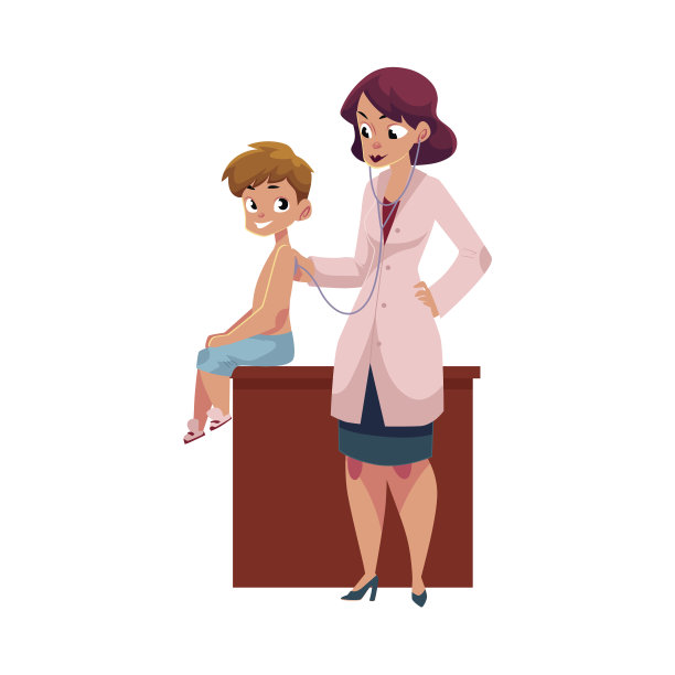 女医生听着男孩，孩子，孩子的心脏图片下载