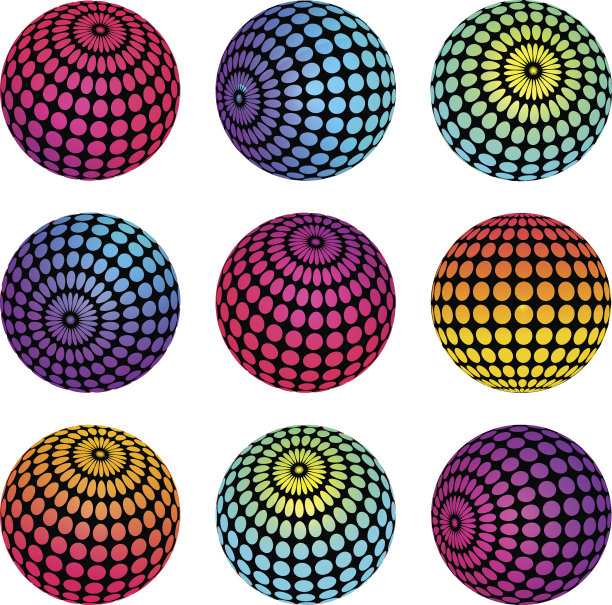 一套明亮的装饰球。图片下载