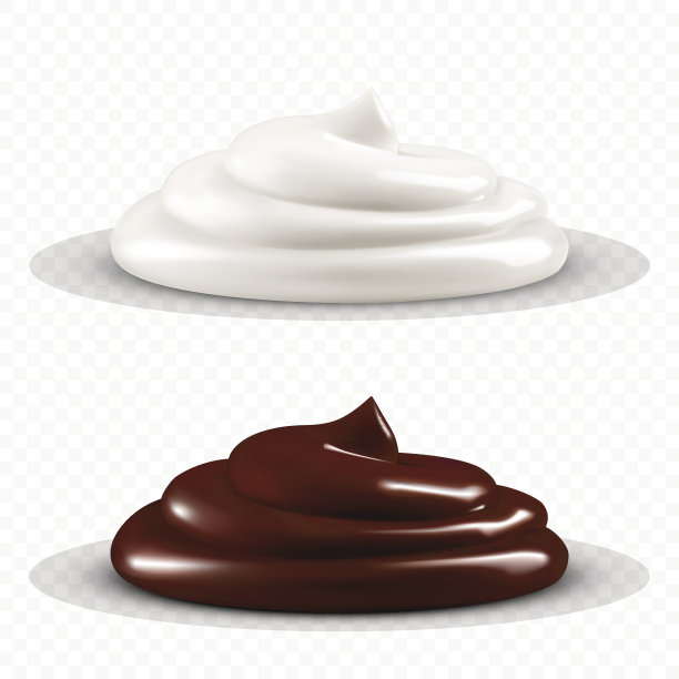 巧克力和奶油滴孤立在透明的背景图片下载