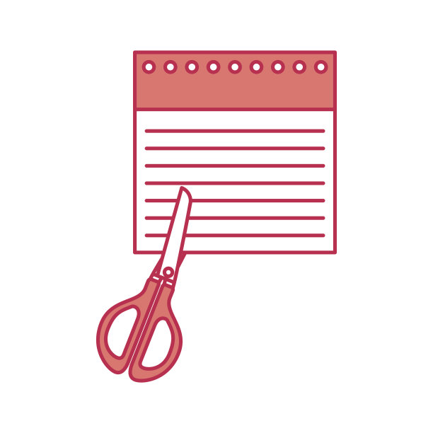 带剪刀的笔记本纸图片下载