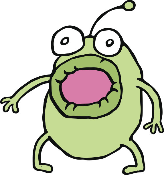 惊奇的绿色外星人张开了嘴巴。矢量插图。图片下载